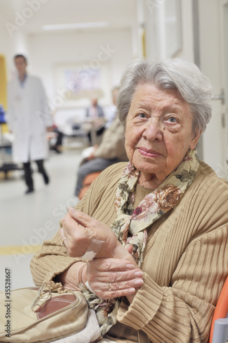 Senior Woman Waiting for Treatment in Hospital 2 photo