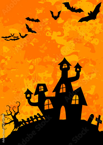 haunted house with bats