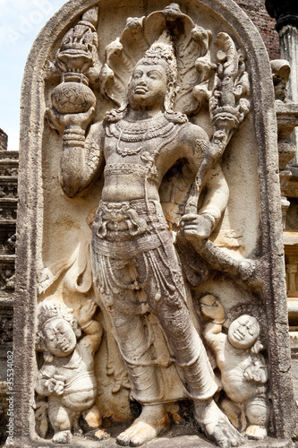 ancient guardstone at vatadage in polonnaruwa, sri lanka