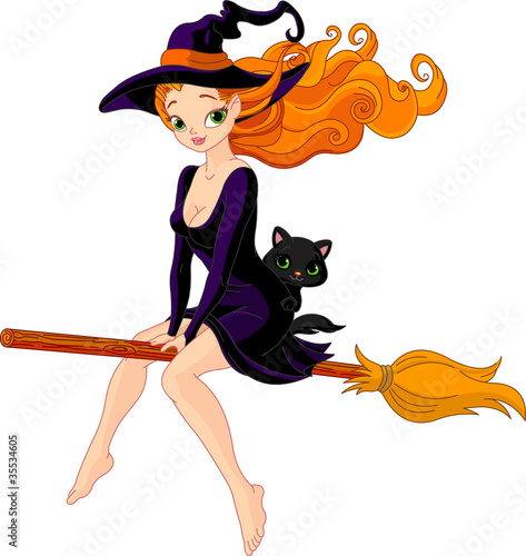 Witch riding a broom