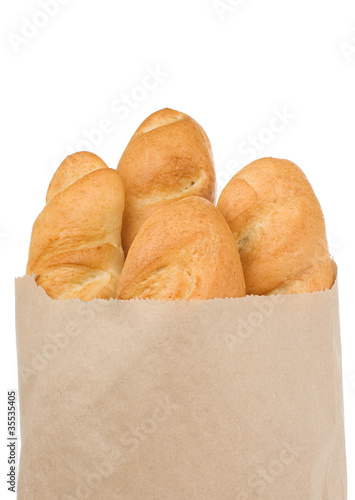 bread isolated in paper bag