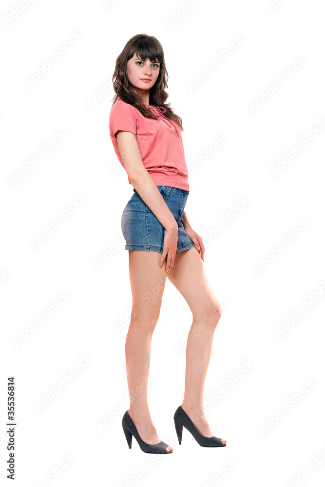 Pretty girl in jeans mini skirt Pretty girl in jeans mini skirt