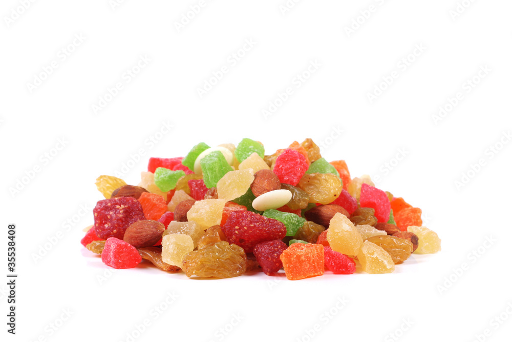 variety of  candied fruits and nuts