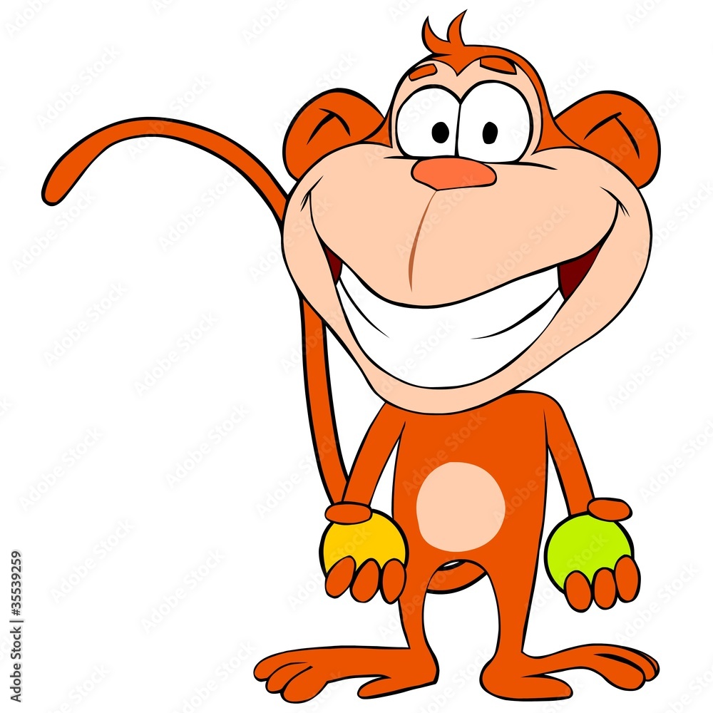 Funny cartoon monkey with balls Stock Vector | Adobe Stock