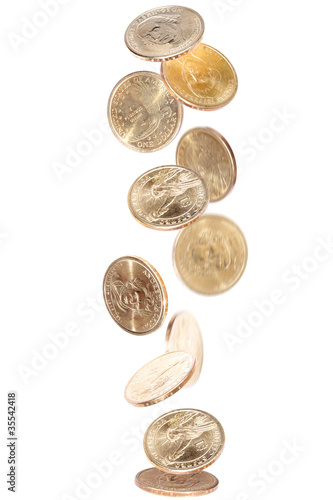 Falling American Dollar Coins