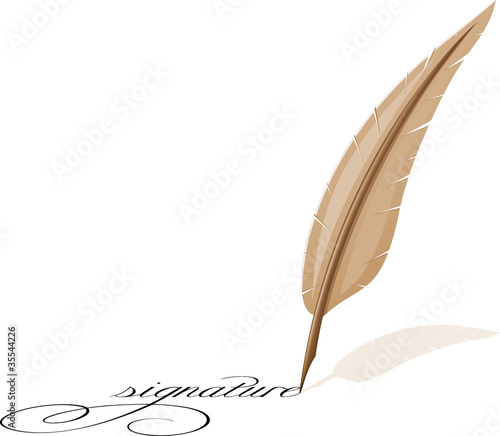 feather and signature