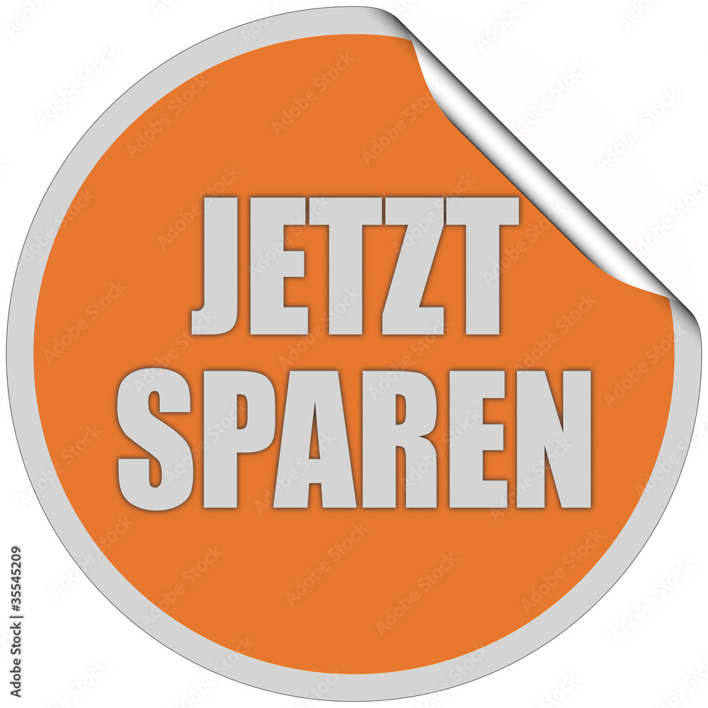 Sticker orange curl oben JETZT SPAREN Sticker orange curl oben JETZT SPAREN