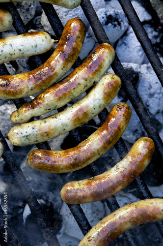 Sausages on the grill