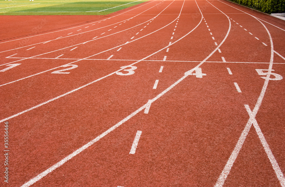 Fototapeta premium lanes of a red race track