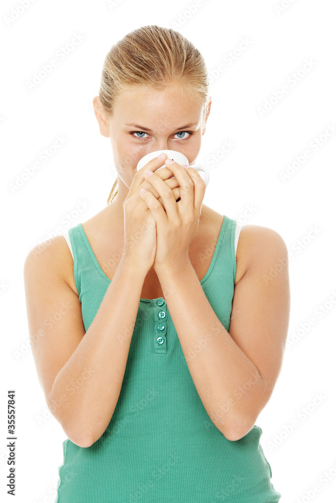 Young attractive blond woman drinking coffee Young attractive blond woman drinking coffee