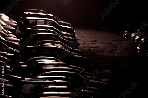 stylized photo of parking at night