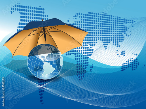 Globe under the umbrella