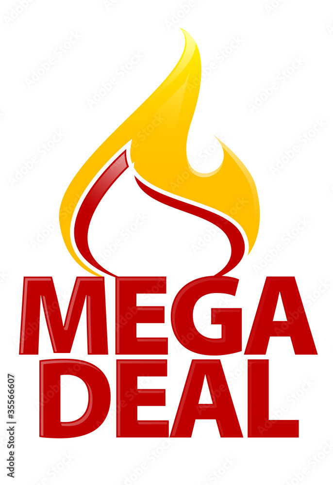 mega deal flammen feuer heiß Stock Illustration | Adobe Stock