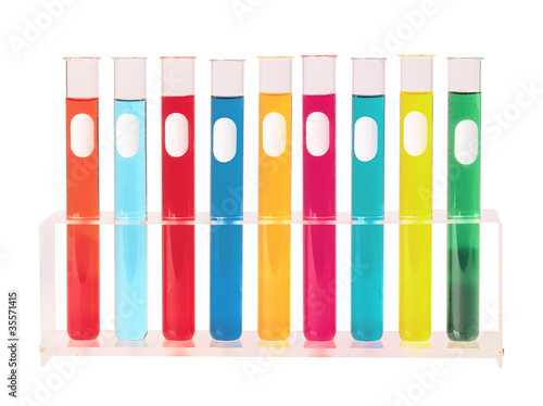 Test tubes closeup isolated over white background