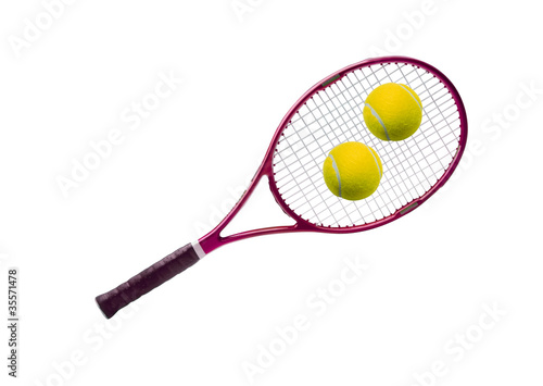 Tennis equipment: ball and racket © wolfelarry