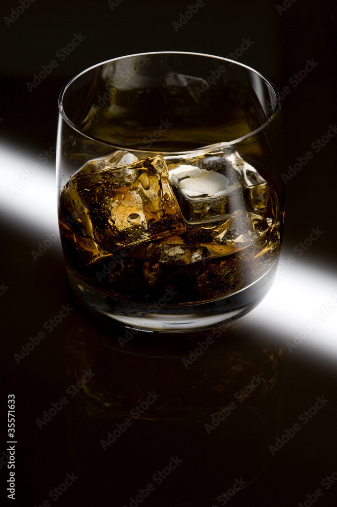 Whisky with ice Whisky with ice