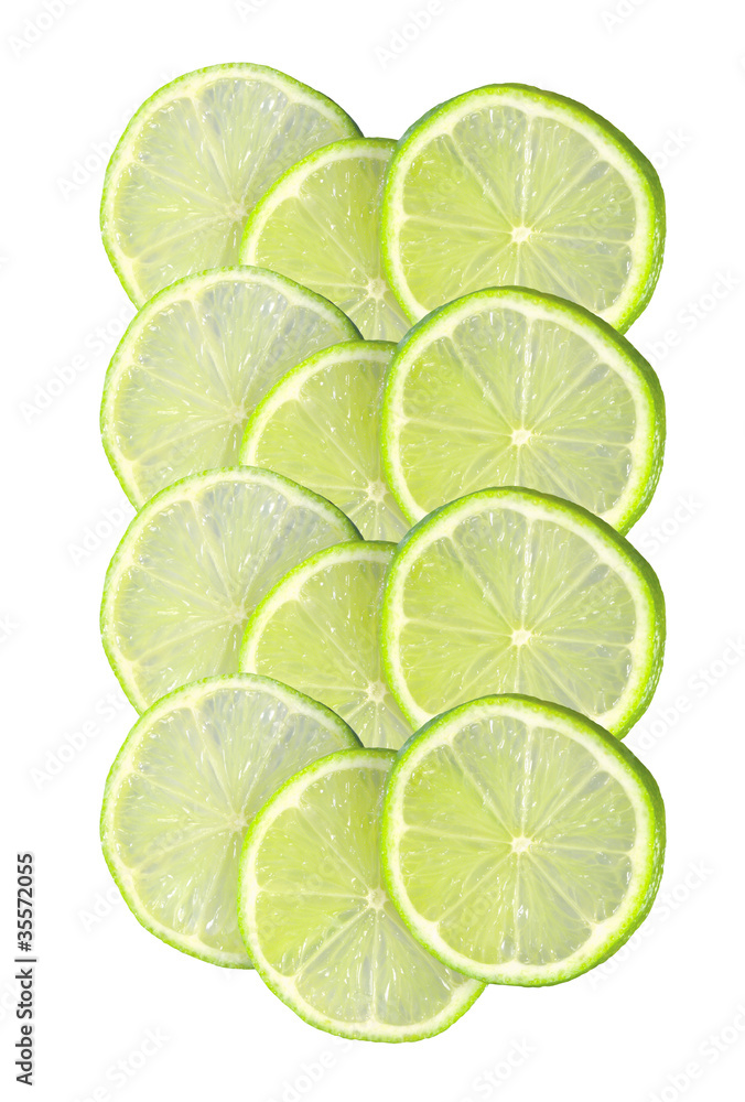 Fresh juicy lime slice isolated on white background