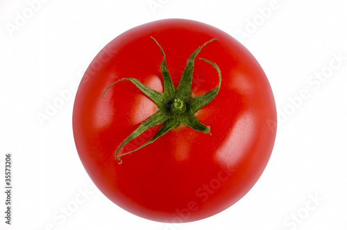 Fresh tomato close up isolated on white