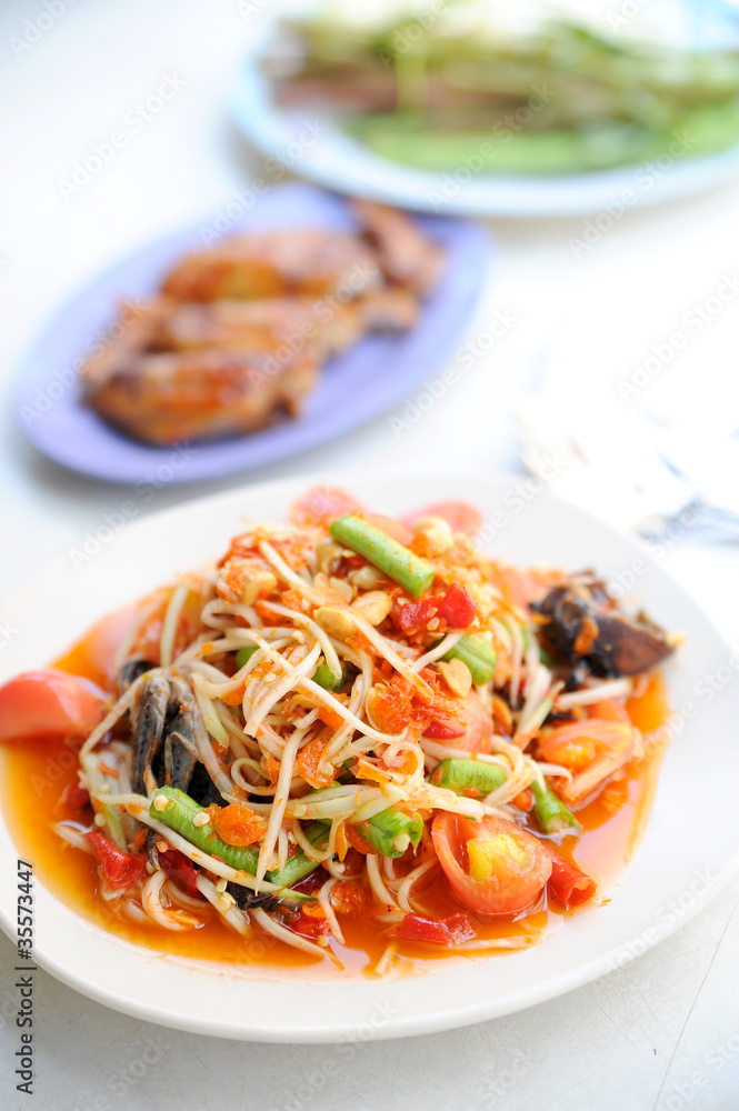 Thai papaya salad is made from papaya Thai papaya salad is made from papaya