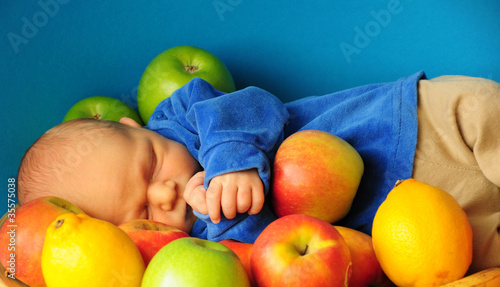 Baby in Apples photo