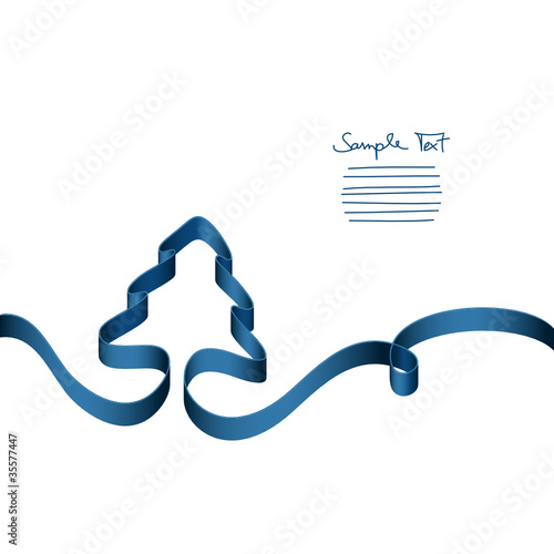 Blue Ribbon Christmas Tree & Swirl