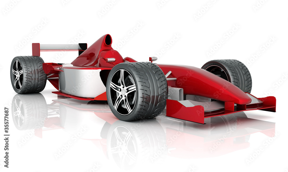 Naklejka premium obraz czerwony samochód sportowy na białym tle