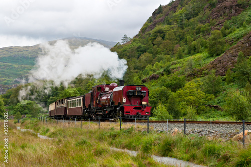 Steam train in Snowdonia, Wales photo