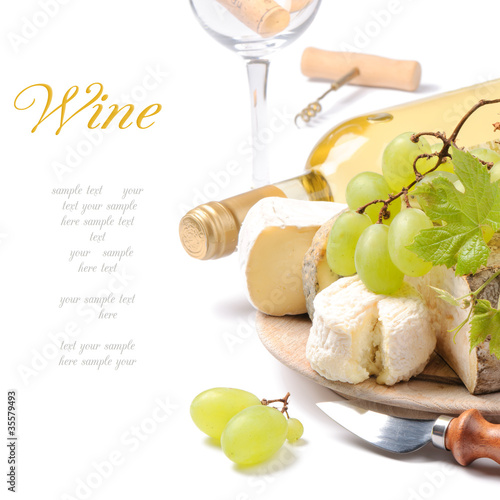 Wallpaper Mural White wine with French cheese selection Torontodigital.ca
