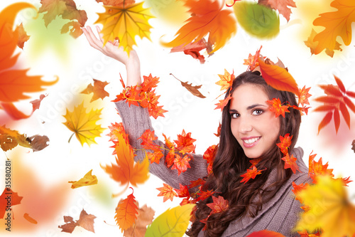 autumn woman holding cone