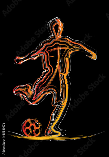 The silhouette of the soccer