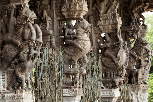 Принти на полотні Temple stone carvings in Varadaraja Temple. Kanchipuram,  India