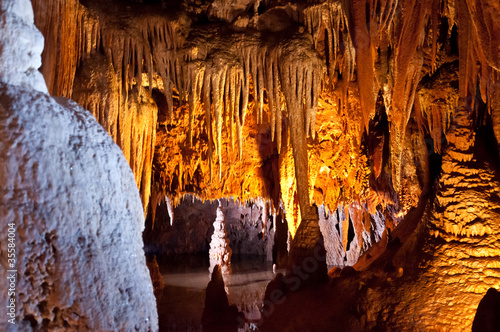 Artificial lighting inside a natural cave
