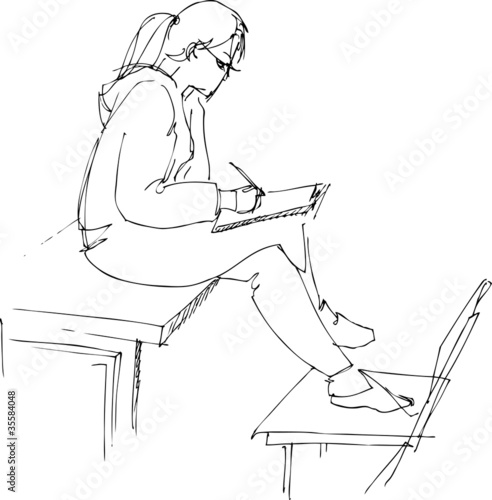 astride on a school desk