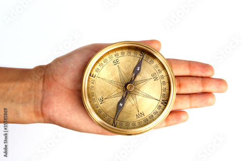Navigational compass in the hand