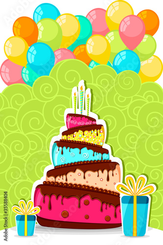 Birthday Cake wit Balloon