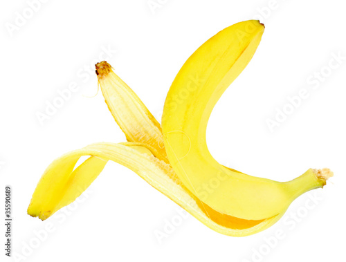 Single yellow banana peel