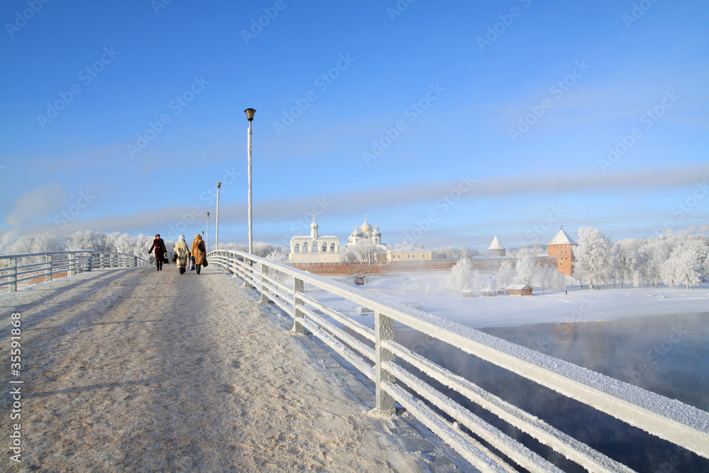 town bridge on cool river