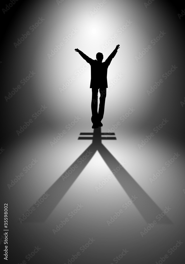 Businessman with shadow as a currency symbol Businessman with shadow as a currency symbol