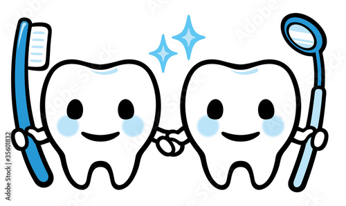 歯のキャラクター(歯ブラシとミラー) #35601832