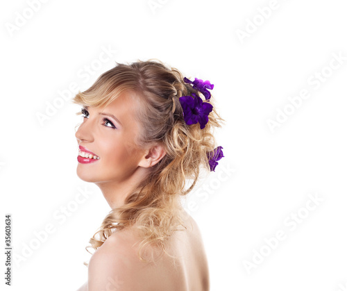 Pretty young beautiful woman with hair style