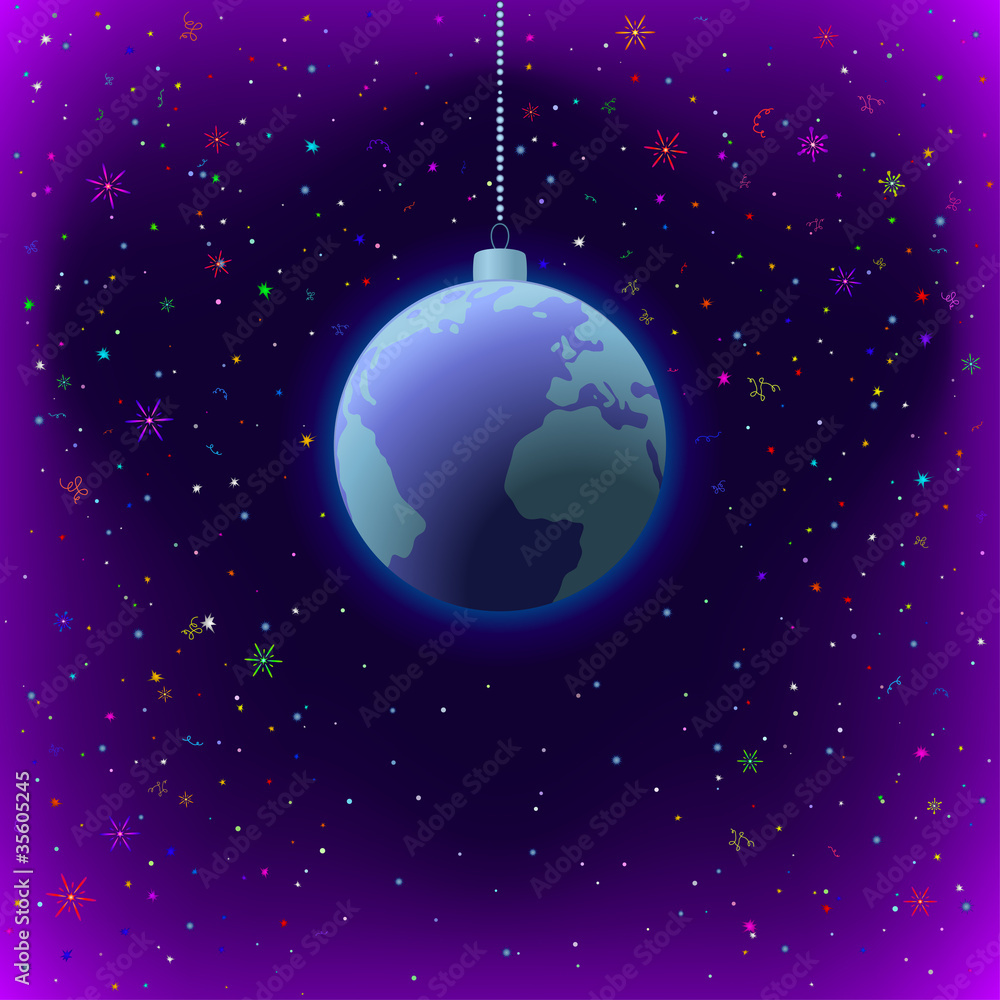Obraz premium Christmas background, Earth in space