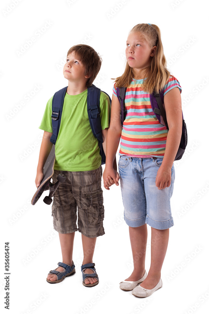 Portrait of happy kids over isolated background Portrait of happy kids over isolated background