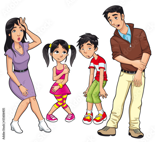 Sick family. Vector cartoon...