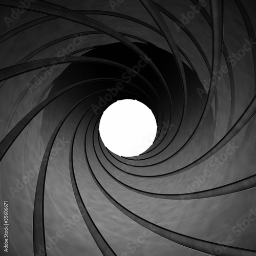 Looking through the barrel of a gun , 3d illustration
