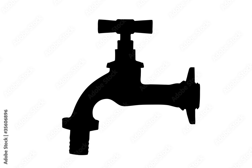 Silhouette of a faucet