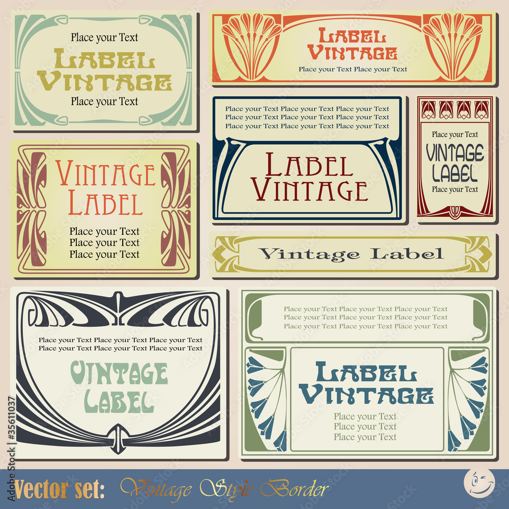 vintage style labels on different topics