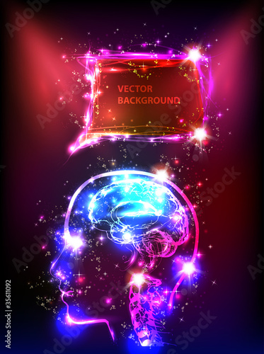 abstract human neon brain background for your text