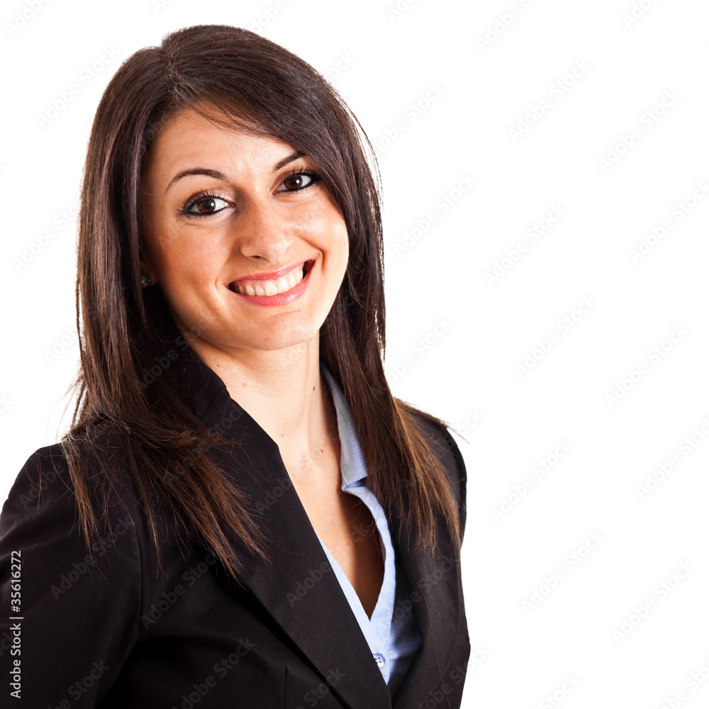 Smiling businesswoman portrait isolated on white Smiling businesswoman portrait isolated on white
