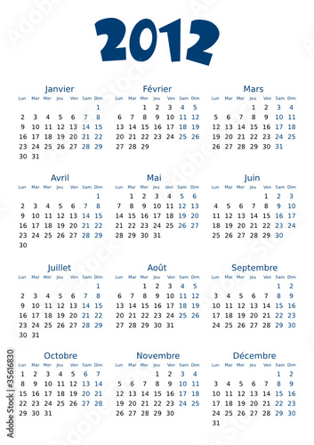 Calendrier 2012 simple - facilement éditable