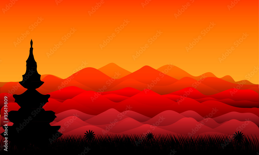 Landscape: Mountains at sunset
